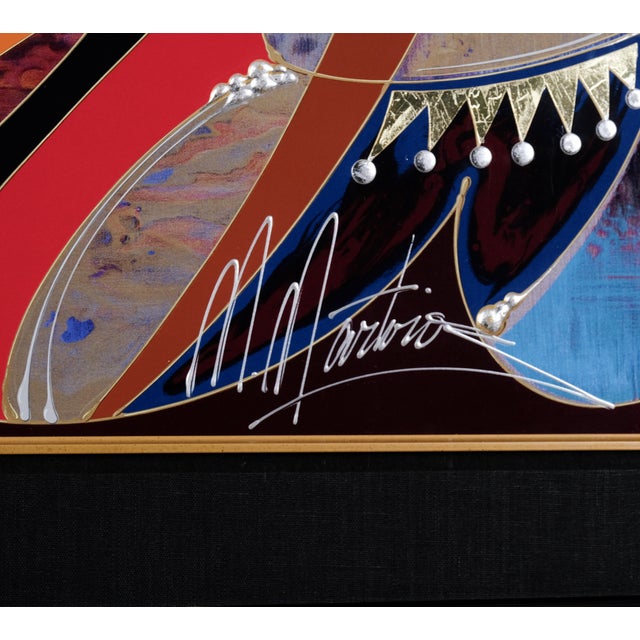 1999 Martiros Manoukian "Introspection" Framed Serigraph Print on Paper Artist Hand Signed & Limited Edition 225/300 Modern Black Frame For Sale - Image 4 of 7