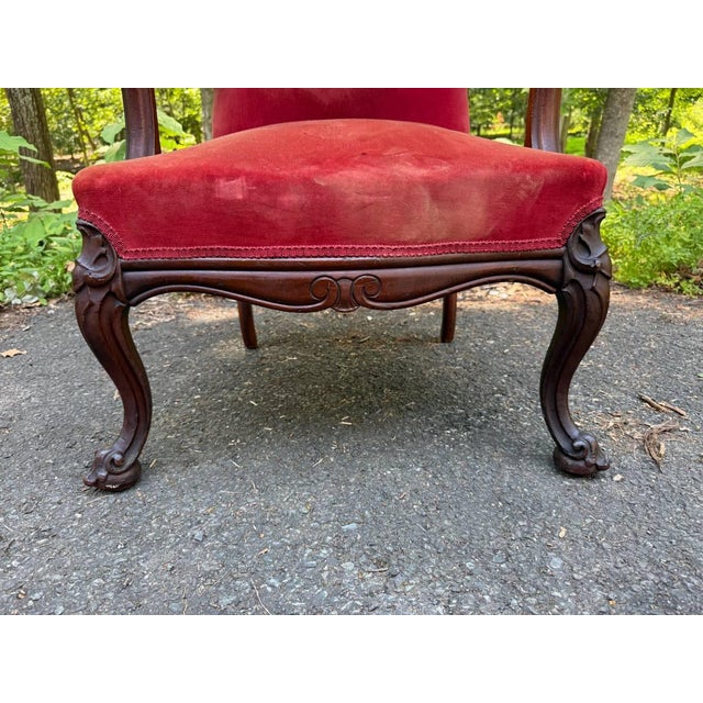 Mid 20th Century Mid 20th Century Louis XIV Style High Back Throne Style Open Armchair For Sale - Image 5 of 18