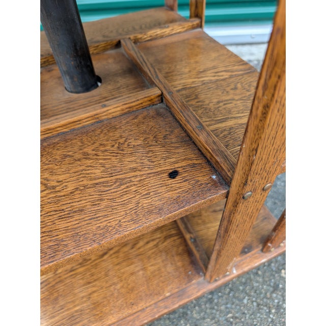 Antique John Danner Oak Five-Tier Revolving Bookcase, Canton Ohio For Sale - Image 12 of 18