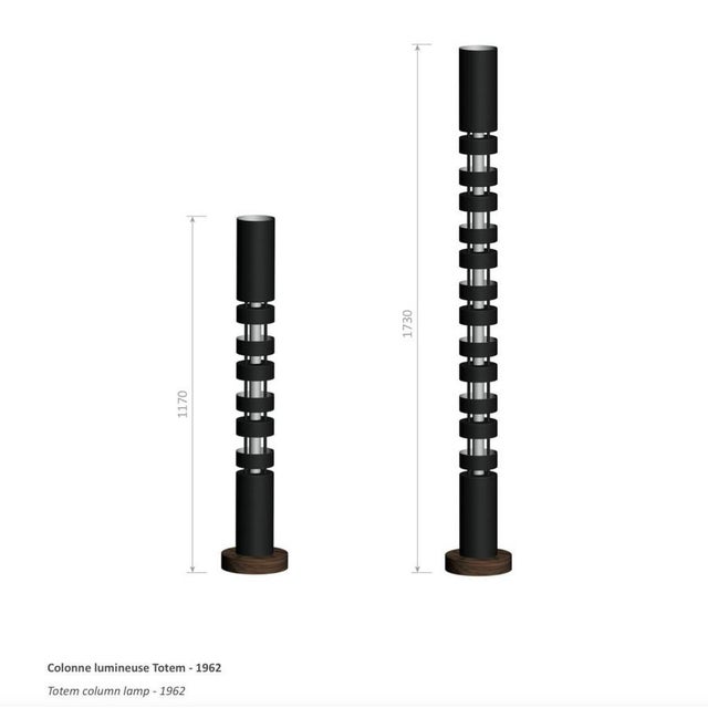 Black Mid-Century Modern Totem Column Floor Lamps by Serge Mouille, Set of 2 For Sale - Image 8 of 9
