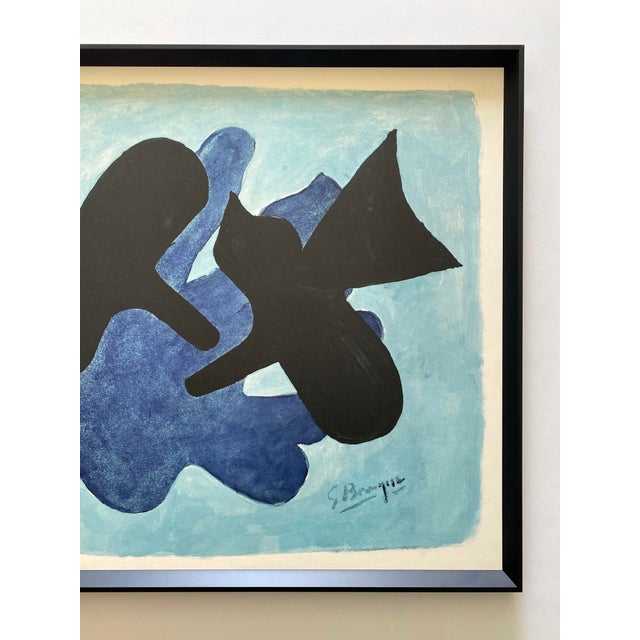 Mid-Century Modern Georges Braque Vintage 1970 Mid Century Modernist Framed French Fine Art Lithograph Print " Astre Et l'Oiseau II " 1958 For Sale - Image 3 of 17