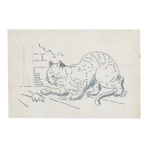 1943 Cat and Mouse Drawing by William Wood