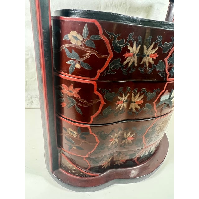 Wood Antique Chinese 5-Tier Stacking Wedding Box For Sale - Image 7 of 14