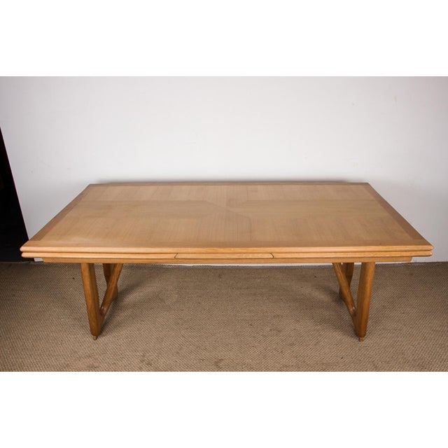Large Extendable Dining Table in Oak by Guillerme et Chambron for Votre Maison, 1960s For Sale - Image 14 of 18