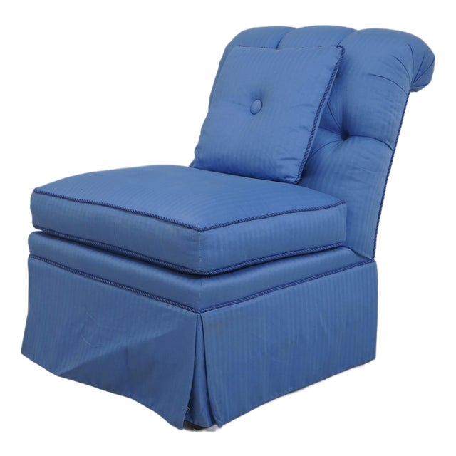 Kindel Blue Upholstered Boudoir Chair For Sale