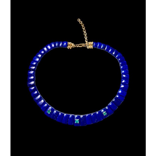 CLEO Necklace Lapis, Emeralds & 14k Gold The mini version of our Cleopatra Necklace in lapis with three stunning emeralds....