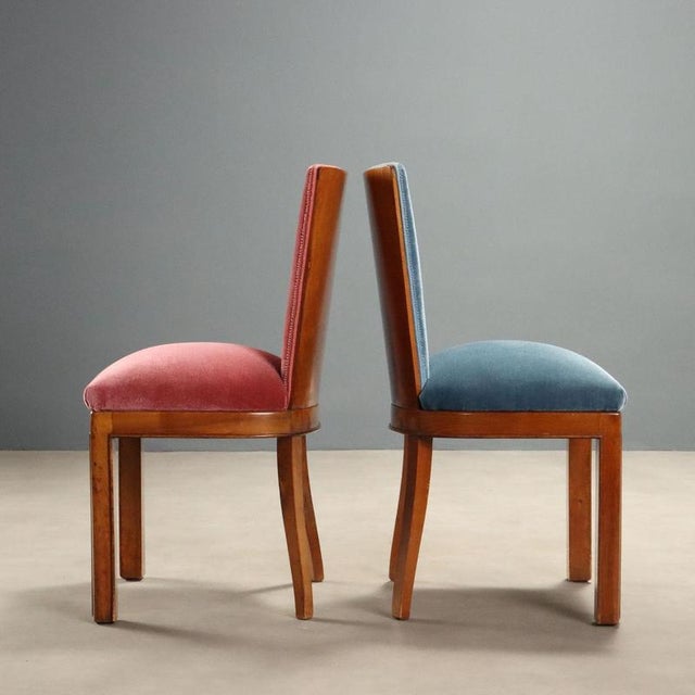 Vintage Dining Chairs in Velvet, Set of 6 For Sale - Image 3 of 13