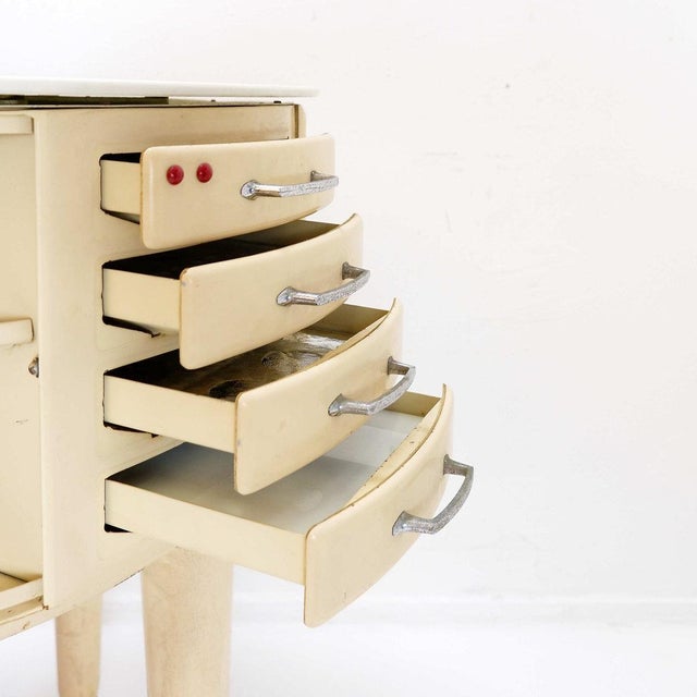 Cream Girator Rotating Dentist Cabinet by Leon Martin, Paris, 1950s For Sale - Image 8 of 16