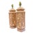 Vintage Sculptural Coral-Toned Faux Bamboo Ceramic Table Lamps, Pair For Sale