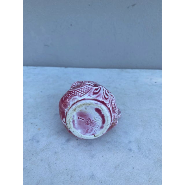 Small French Red Majolica Creamer Pitcher Onnaing, Circa 1920 For Sale - Image 4 of 5