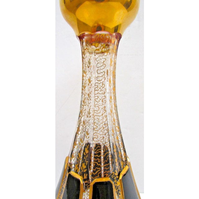 Mid-Century Modern 1950s Mid-Century Modern Moser Black Paneled and Gold Fleck Cut Crystal Wine Decanter Carafe For Sale - Image 3 of 9