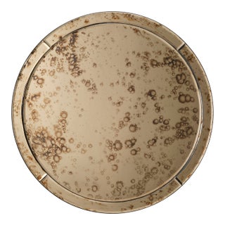 Jamie Young Chambord Antiqued Glass Round Wall Mirror, Small For Sale