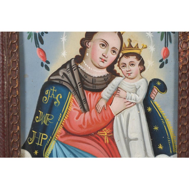 Concepcion Avila, Our Lady of Refuge for Sinners, Oil on Tin, 19th Century For Sale - Image 4 of 10