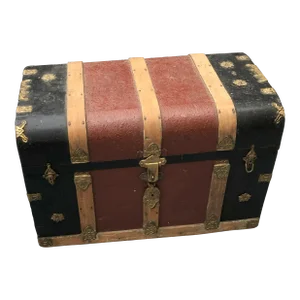 19th Century Antique Dome Topped Steamer Trunk Carriage Chest Trunk Storage Box With Insert Tray