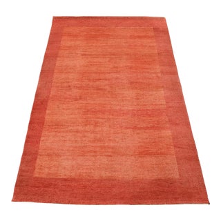 Gabbeh Rug 4’6” X 6’7” Rust Wool Contemporary Hand-Knotted Carpet For Sale