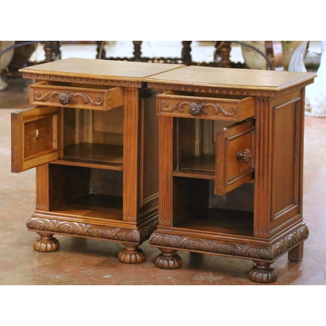 Pair of 19th Century Italian Renaissance Revival Walnut Nightstands For Sale In Dallas - Image 6 of 15