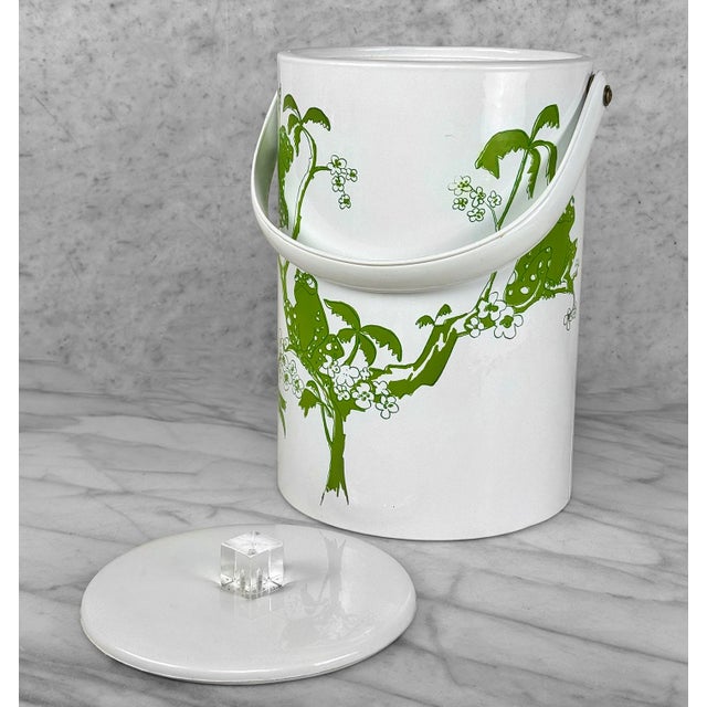 Mid-Century Boho Frogs on a Branch White & Green Ice Bucket For Sale - Image 4 of 10