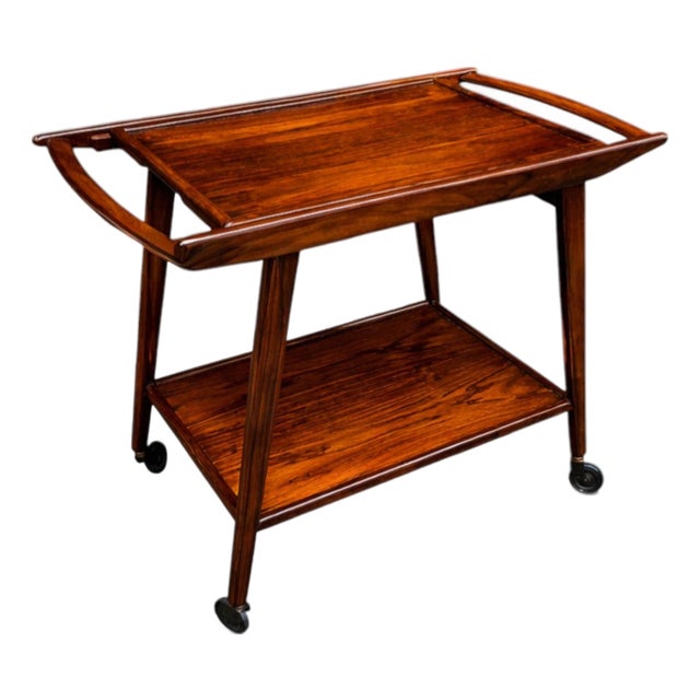 Geraldo de Barros for Unilabor Bar Cart in Jacaranda & Hardwood, Brazil, 1960s - Lot 499A For Sale