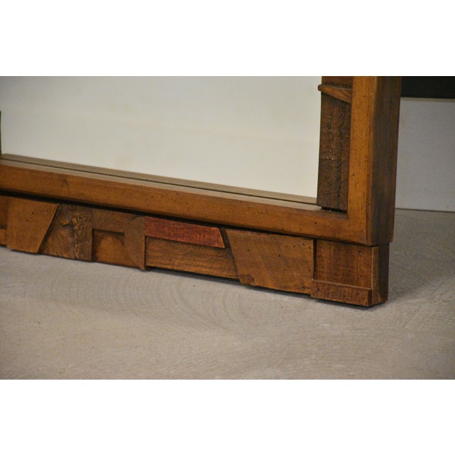 1970s Brutalist MCM Lane Pueblo Walnut Mirror For Sale - Image 5 of 6