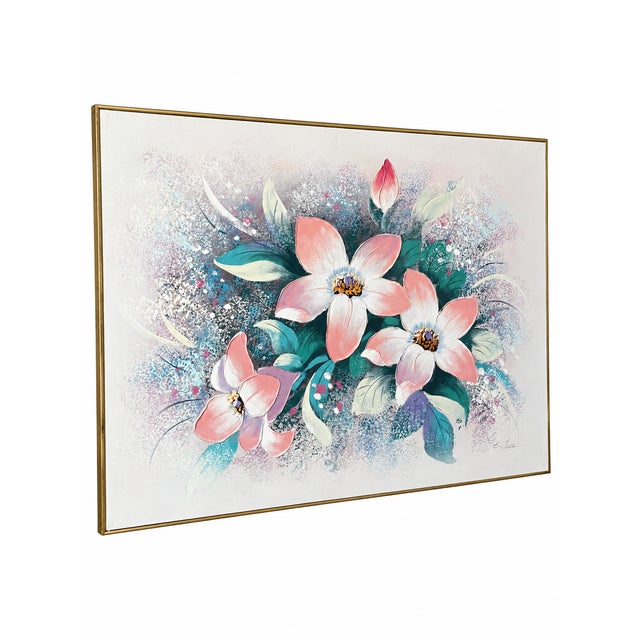 Contemporary 1990s Signed E. Lee “Spring Flowers” Textured Acrylic Painting by Windsor Art For Sale - Image 3 of 11
