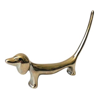 Vintage Silver Dachshund Ring Holder For Sale