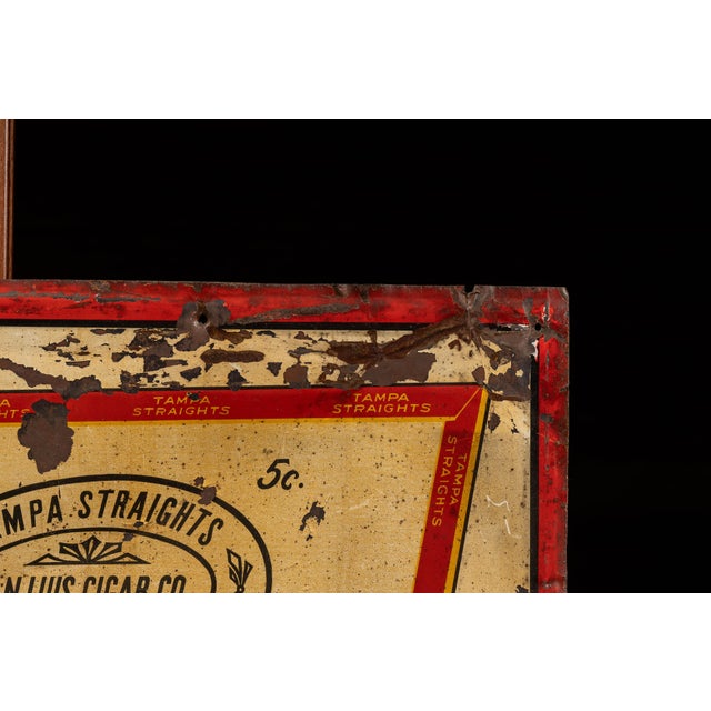 Metal Vintage "Tampa Straights" Tin Litho Cigar Advertising Sign For Sale - Image 7 of 10