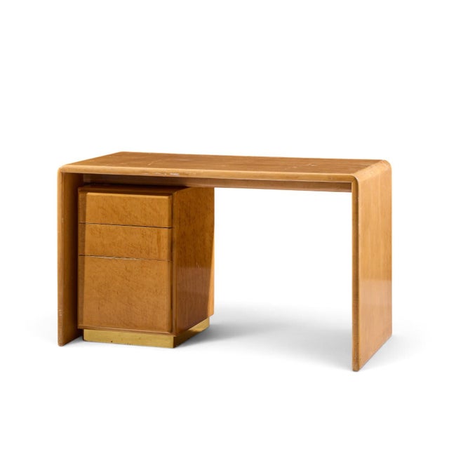 Mid-Century Modern Milo Baughman for Thayer Coggin Mid Century Birdseye Maple and Brass Desk For Sale - Image 3 of 11