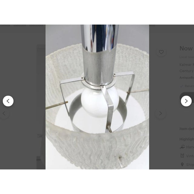 Metal Mid-Century Modern Art Deco Style Murano Glass Pendant Light from Kalmar, 1980s For Sale - Image 7 of 11