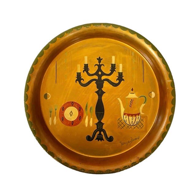 1950s 1950s Hand Painted Tole Tray by Georges Briard For Sale - Image 5 of 5