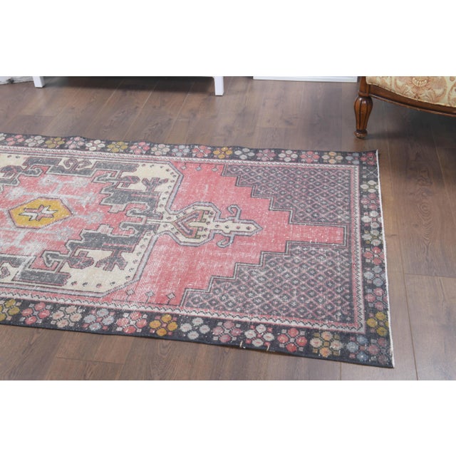 Vintage Turkish Oushak Handmade Wool Cotton Pink Area Rug For Sale - Image 4 of 10