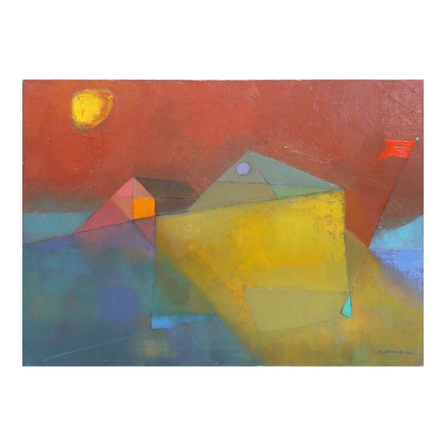 Ochre Sunset, Signed Oil Painting by Miriam Bromberg For Sale