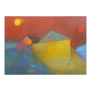 Ochre Sunset, Signed Oil Painting by Miriam Bromberg