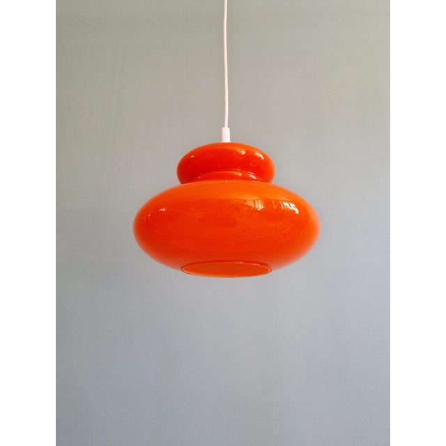 Space Age Pendant Light in Orange Opaline Glass, 1970s For Sale - Image 3 of 12