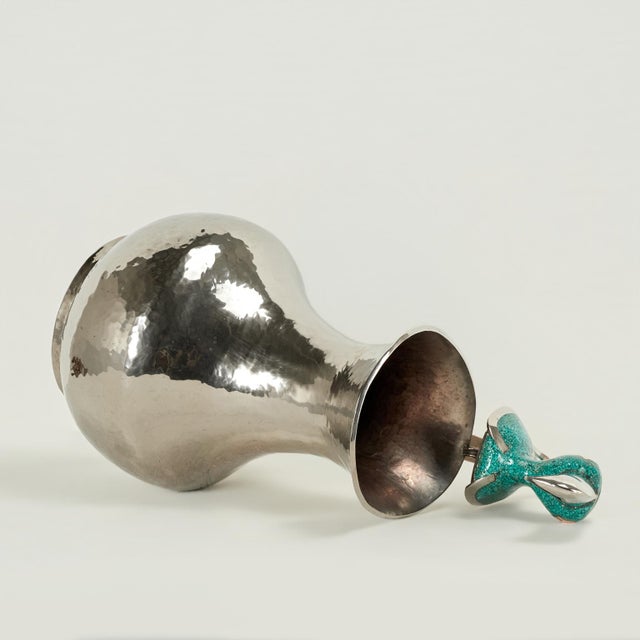Vintage Silver Plate Pitcher With Toucan For Sale - Image 10 of 11