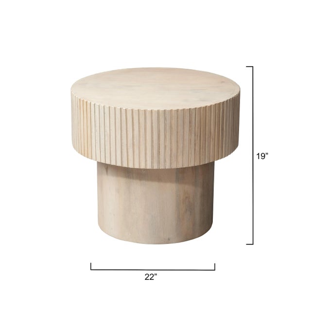 Contemporary Jamie Young Notch Round Side Table in White Bleach For Sale - Image 3 of 5