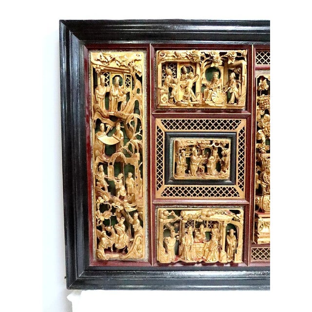 Large Asian Lacquered Wood Panel For Sale - Image 5 of 18