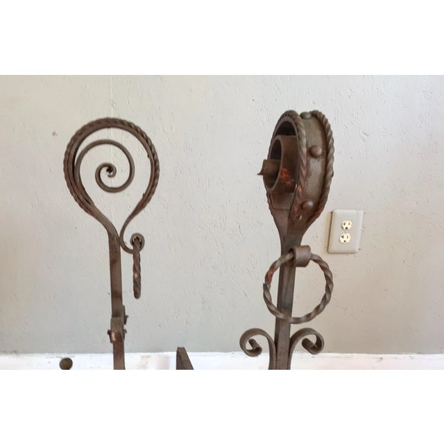 19th C. French Iron Andirons - A Pair For Sale - Image 4 of 5