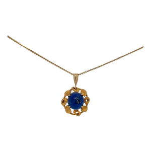 1980s 14k Gold Lapis Lazuli Pendant