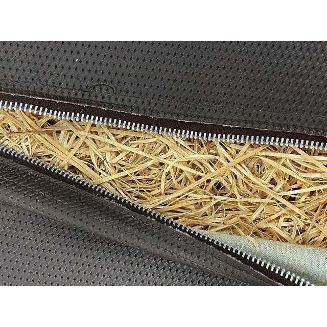 Brown Leather Pouf For Sale - Image 6 of 10