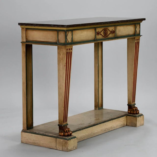 Traditional 19th Century Venetian Console with Original Paint and Dark Marble Top For Sale - Image 3 of 11