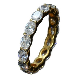 ~2ctw Lab-Grown East-West Oval Diamond Eternity Band in 14k Yellow Gold Size 4 For Sale