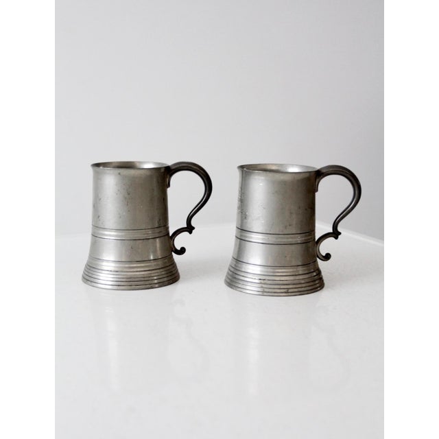 Early 20th Century Antique Glass Bottom Pewter Tankards Pair For Sale - Image 5 of 13