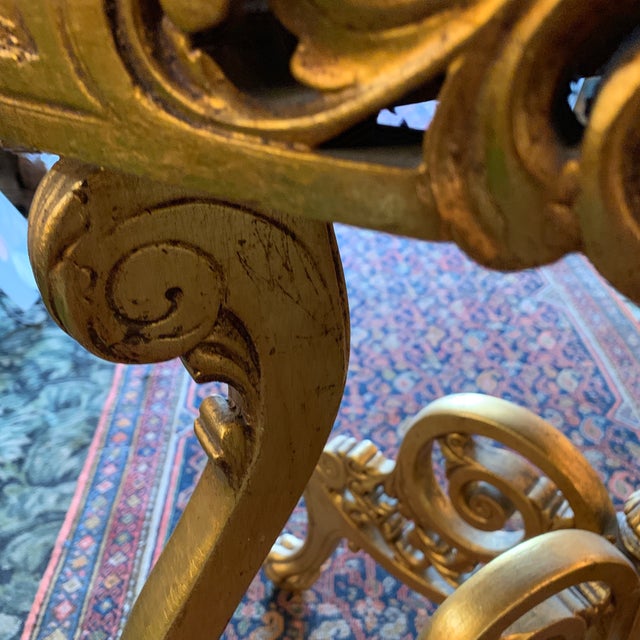 Rococo Carved Gilt Wood and Marble Console Table For Sale - Image 10 of 11