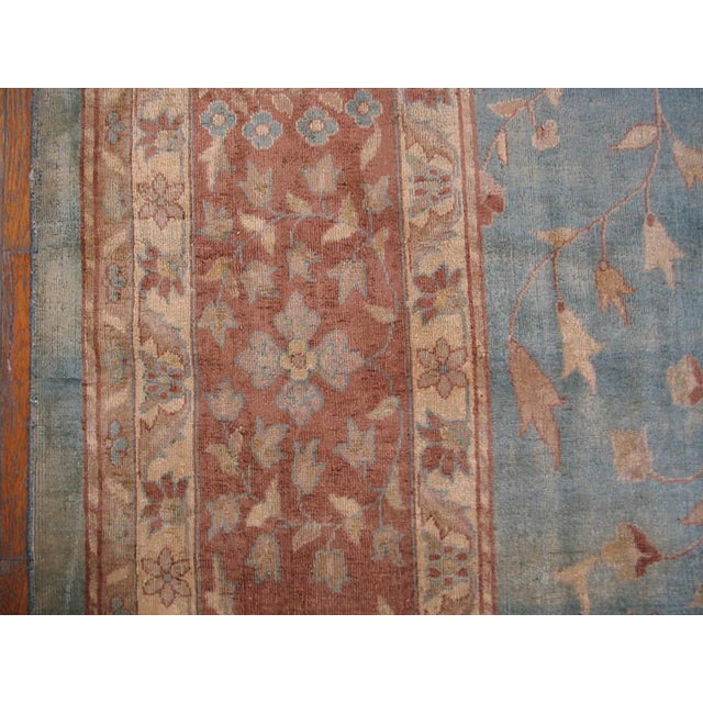 Superb Ligth Blue Background Allover-Floral Pattern Antique Indian Agra Lahore Rug For Sale - Image 4 of 5