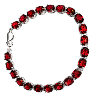 Late 20th Century Sterling Silver 925 Natural Garnet Flexible Bracelet