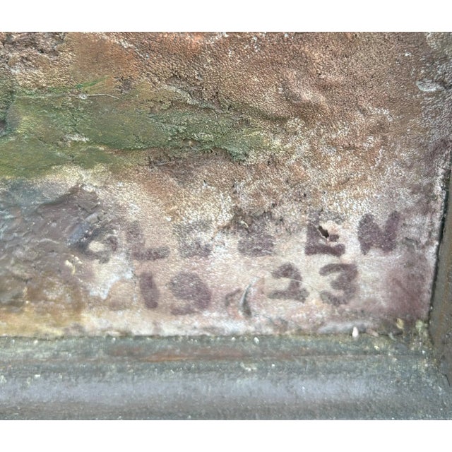 Wood Olaf Olesen American, Danish Listed Artist Signed 1923 Landscape Painting Mixed Media on Masonite, Framed For Sale - Image 7 of 9