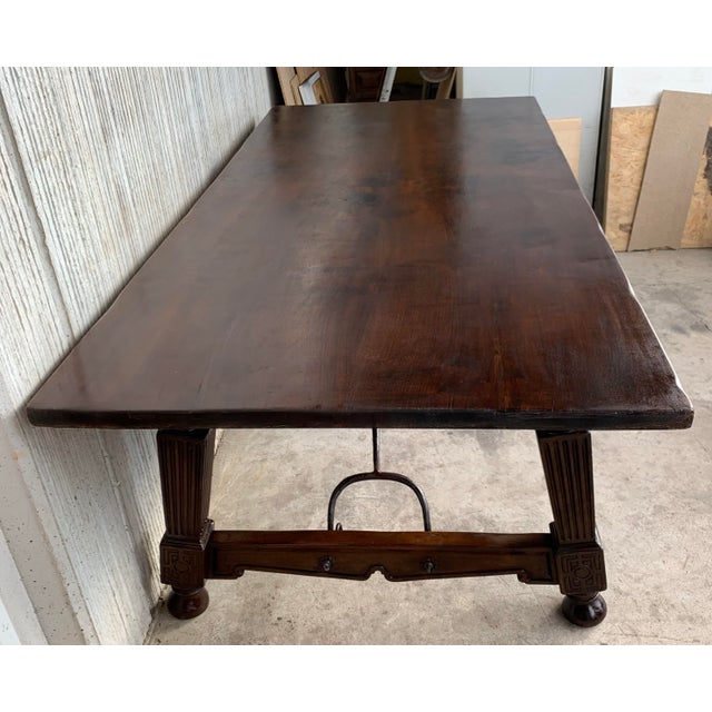 Baroque Mid 19th Century Spanish Walnut Fratino Dining Table For Sale - Image 3 of 13