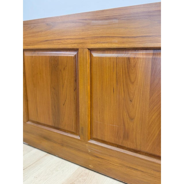 Wood Antique Style Oak Office Credenza With Locking Doors and Finished Back For Sale - Image 7 of 17