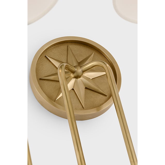 Visual Comfort Chapman & Myers for Visual Comfort Signature Polaris 17" Double Sconce in Antique-Burnished Brass with Linen Shades For Sale - Image 4 of 6