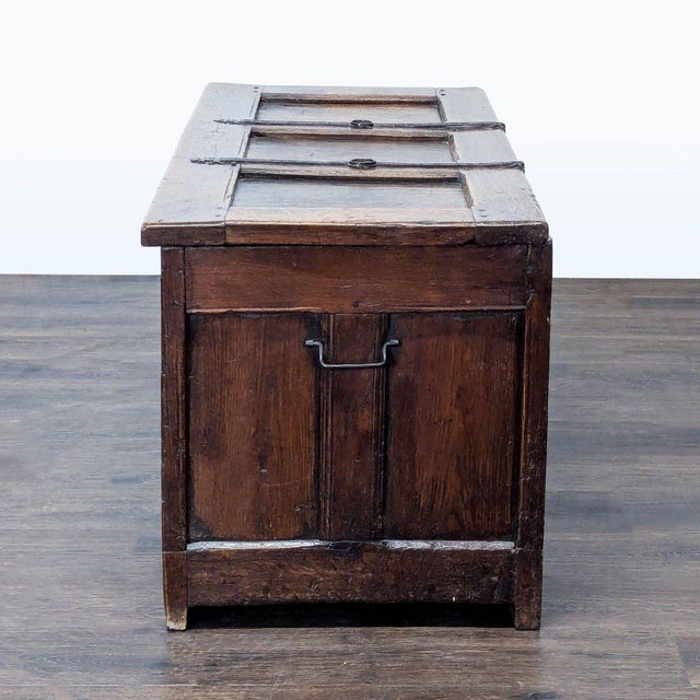 Early 20th Century Antique Wooden Trunk For Sale - Image 5 of 10
